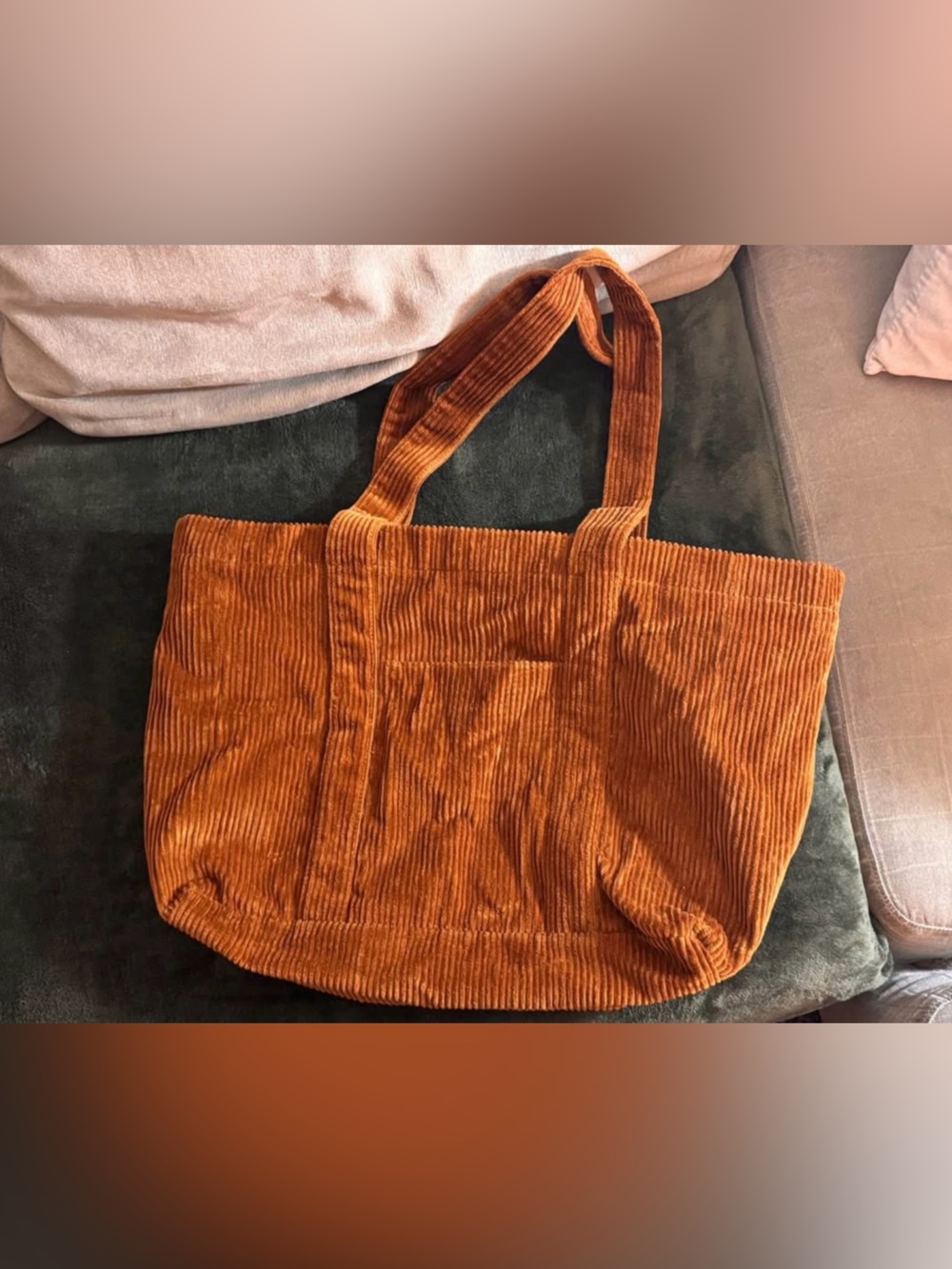 Zara Corduroy Tote in Rust